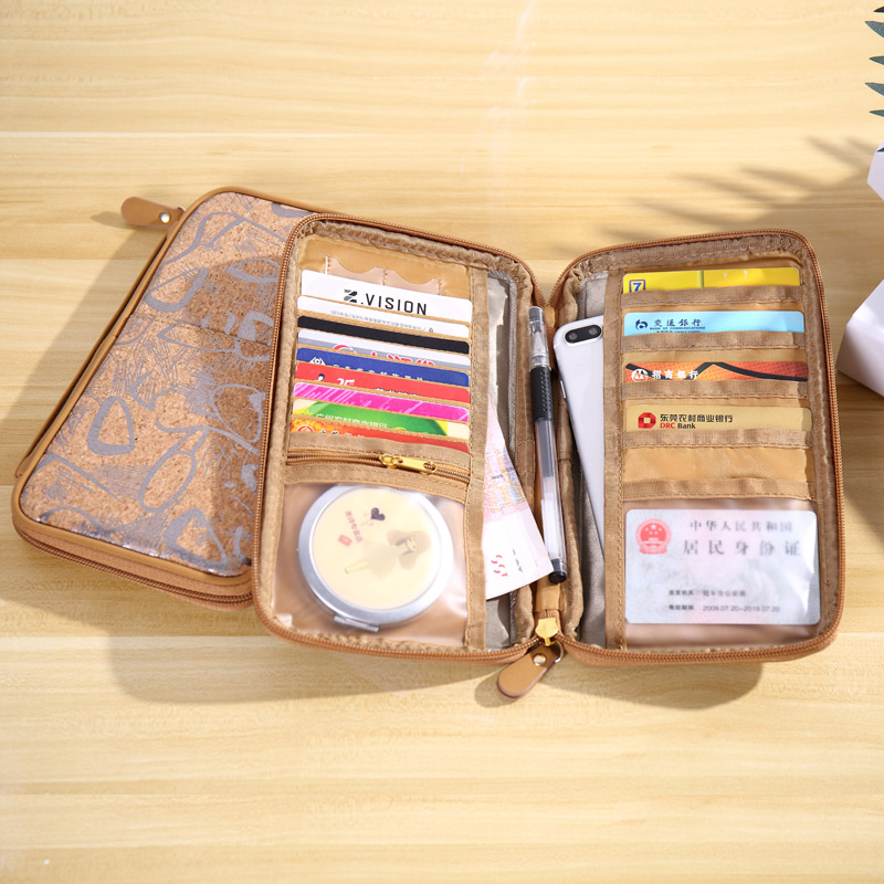Vegano Corcho Travel Wallet RFID Bloqueo Documento Organizador de la Bolsa/de la Familia Titular de un Pasaporte