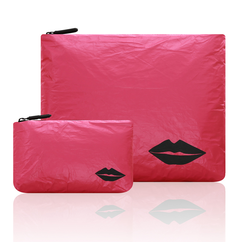 personalizado Tyvek organizador de maquillaje de papel bolso cosmético de viaje con cremallera portátil 