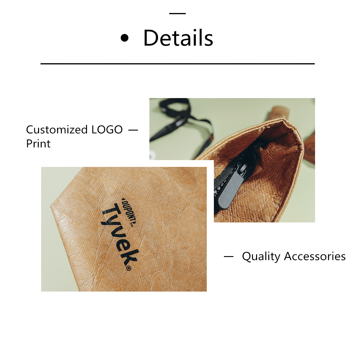 La bolsa de asas de papel ambiental DuPont Tyvek Material Bolsos de hombro 