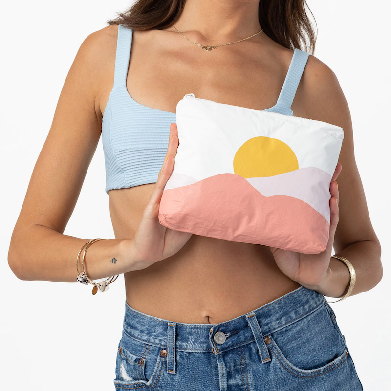 Bolsa de cosméticos Tyvek® impermeable, con impresión personalizada, para uso húmedo y seco: bolsa de playa pequeña y ligera