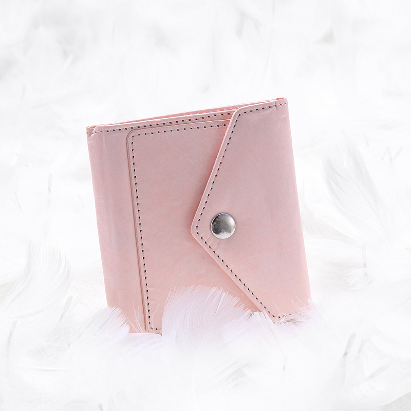 Cartera plegable pequeña para mujer de Tyvek con revestimiento de piel sintética, tarjetero con bloqueo RFID y monedero con cremallera.