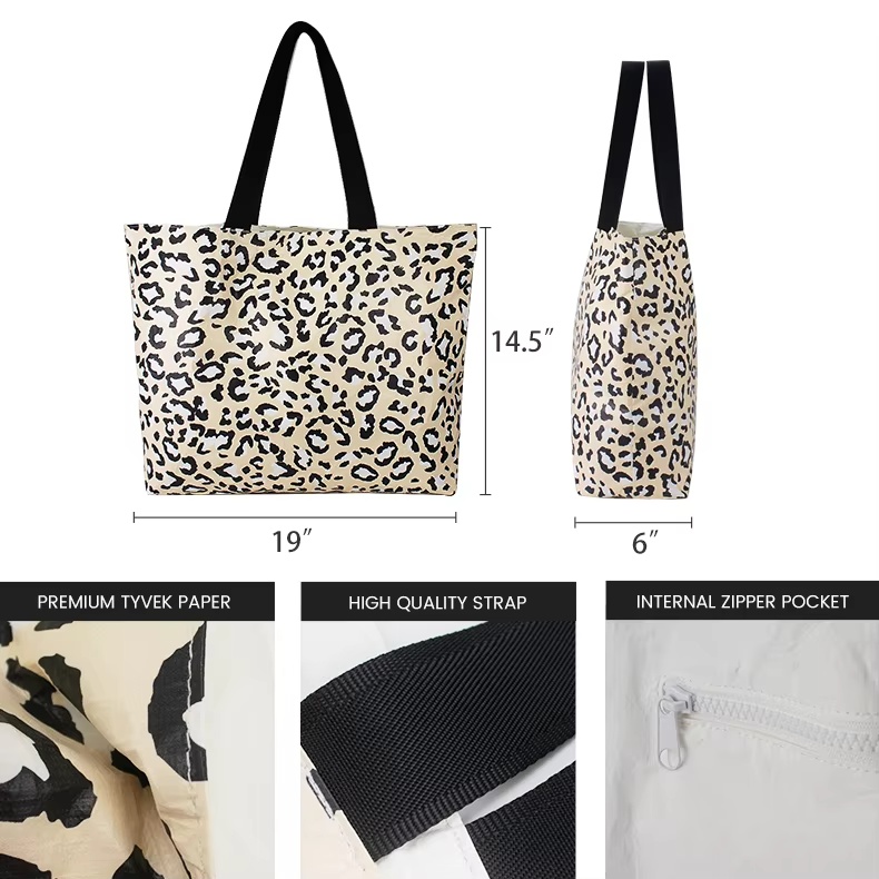 Bolso de playa DuPont™ Tyvek® con cremallera para mujer: bolsa de papel lavable, moderna y ecológica