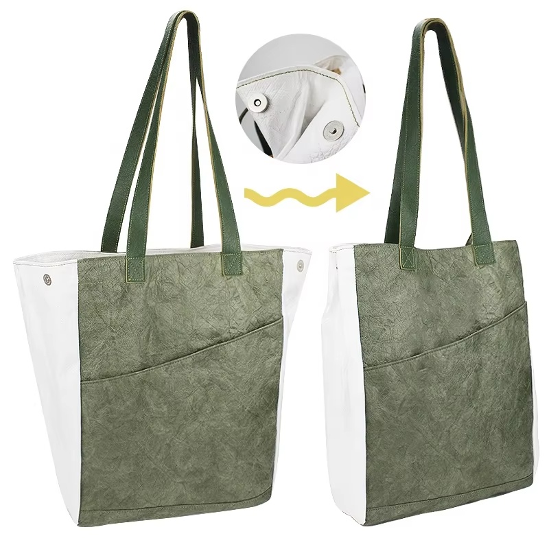 Bolso de mano ecológico e impermeable de papel Tyvek® para mujer: bolsa de compras reutilizable
