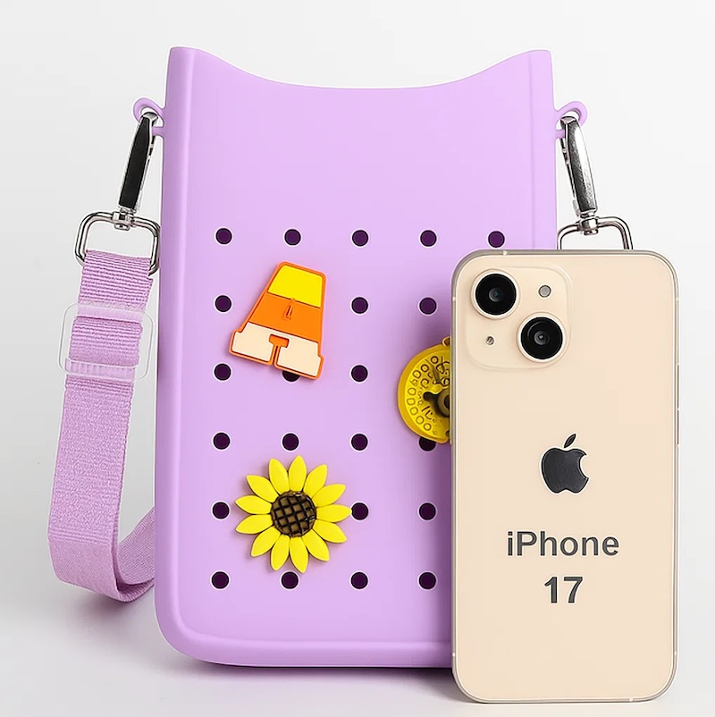 Bolso bandolera de silicona para mujer, ideal para iPhone 17, Pro y Pro Max. Bandolera impermeable y portátil para viajes y uso diario.