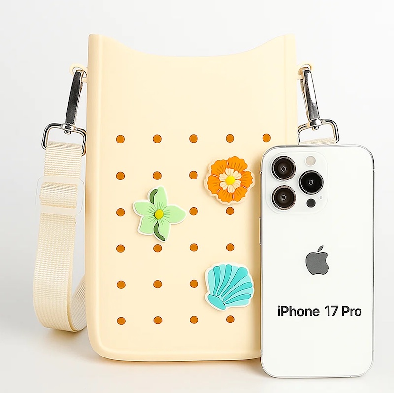 Bolso bandolera de silicona con estampado de caramelos para niñas, compatible con iPhone 17, Pro y Pro Max: impermeable y portátil, ideal para todas las estaciones.